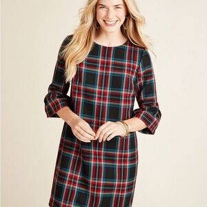 Vineyard Vines Jolly Plaid Tartan Shift Dress Holidays Ruffled Sleeve